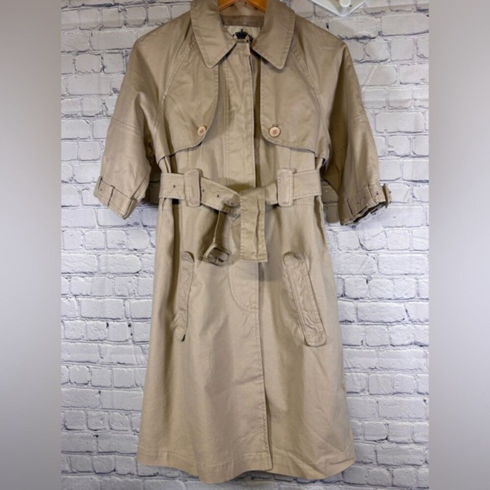 BB DAKOTA Classic Parchment Twill Cotton Elbow Sleeve Belted Trench Jacket M